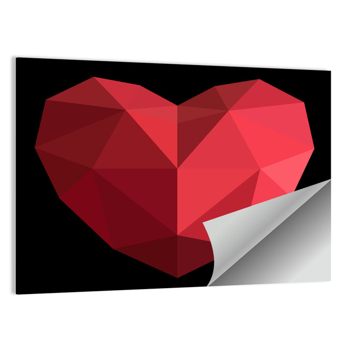 Low-poly Red Heart Wall Art as a poster print