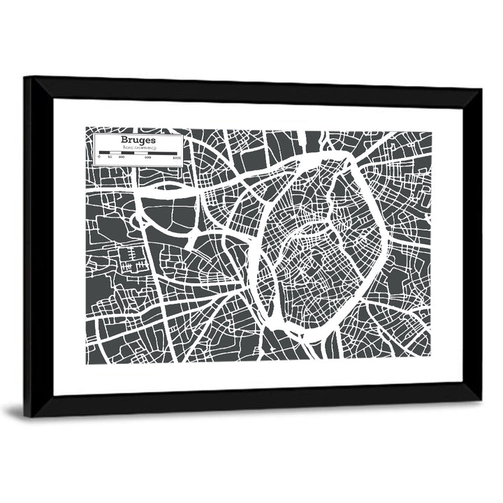 Bruges Canal Map Wall Art