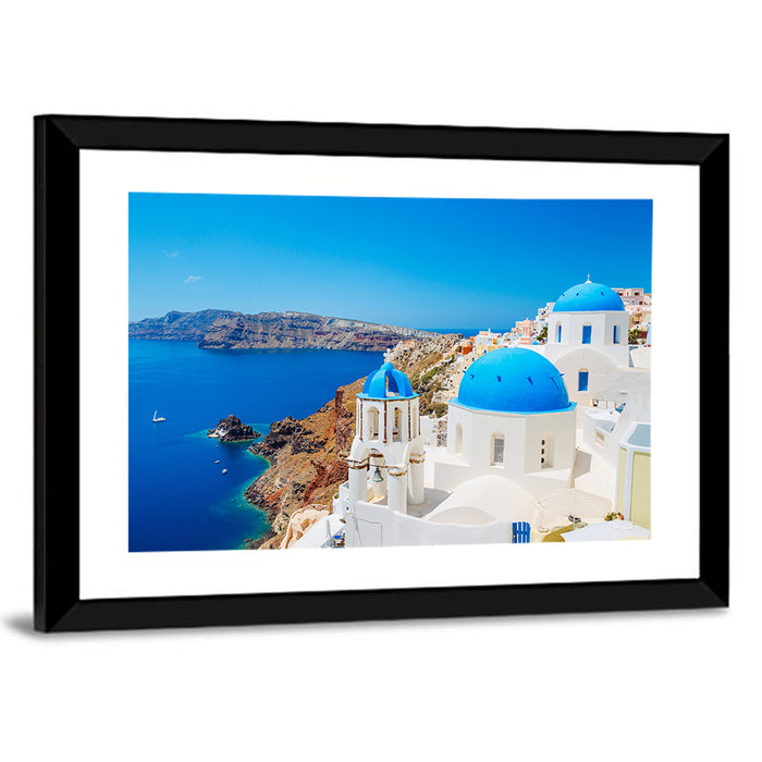 Oia Santorini Blue Domes Wall Art as a framed print