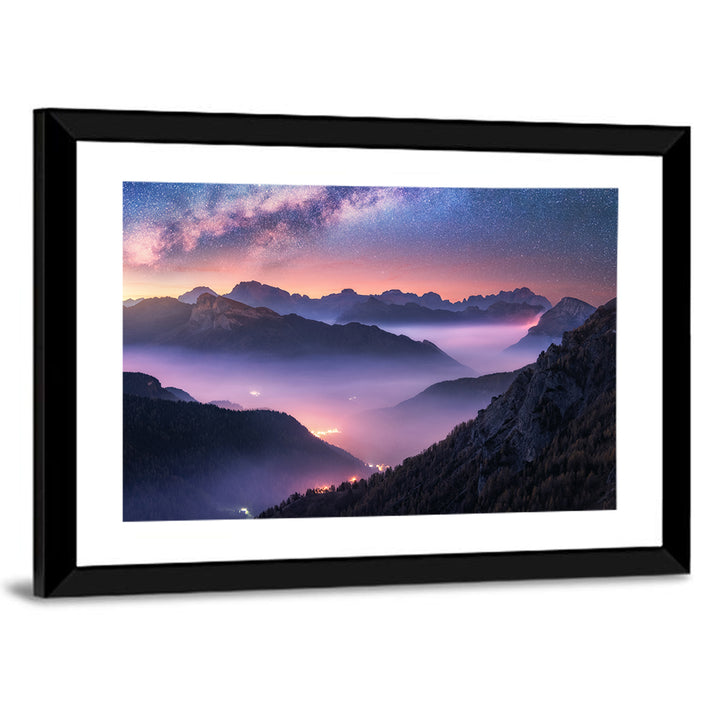 Misty Italian Mountains Under the Milky Way Wall Art