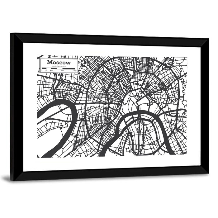 Minimalist Moscow City Map Wall Art as a framed print