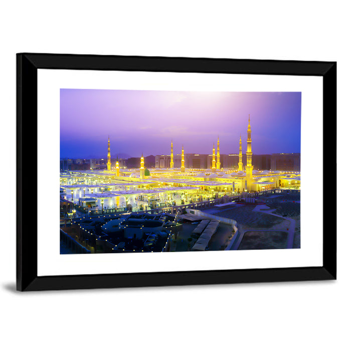 Al-masjid An-nabawi at Dusk Wall Art as a framed print