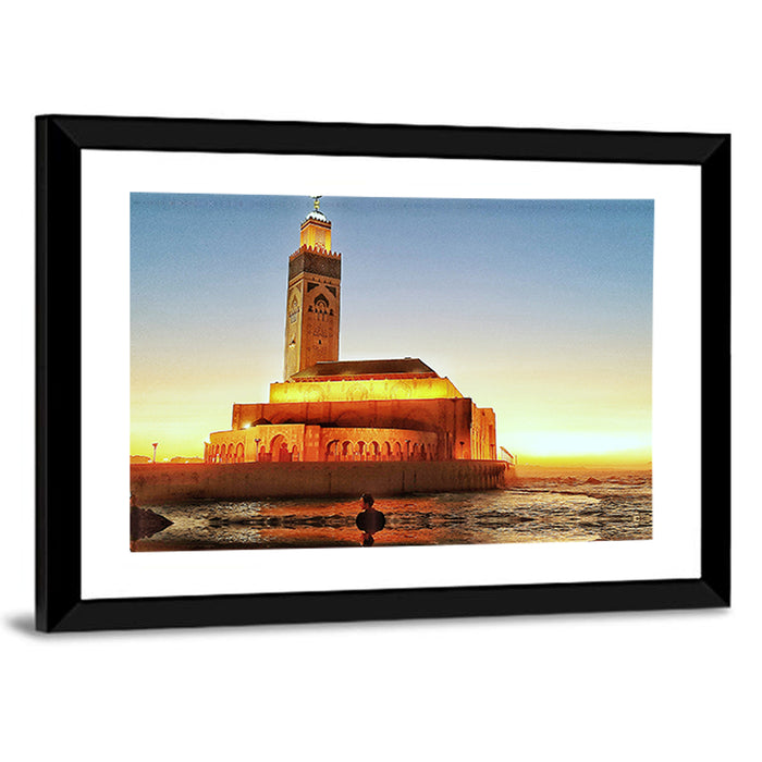 Hassan Ii Mosque at Sunset, Casablanca Wall Art as a framed print