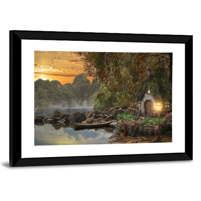 Fairy House on the Lake Wall Art as a framed print