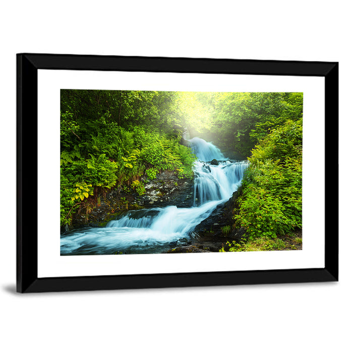 Forest Creek Waterfall Wall Art as a framed print