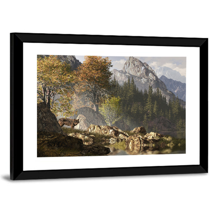 Wolf in the Rocky Mountains Wall Art as a framed print