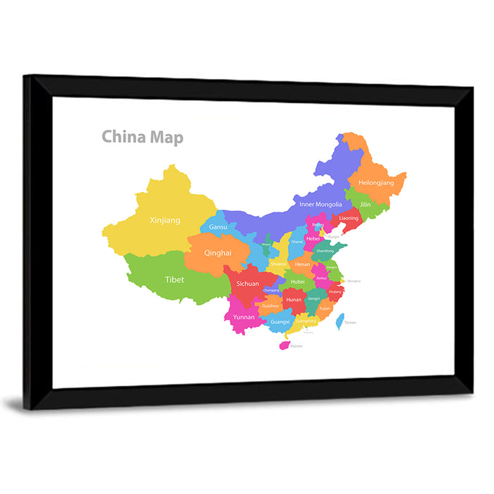 Map of China Wall Art as a framed print