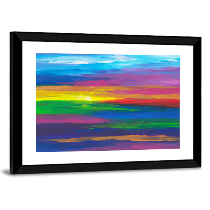 Colorful Abstract Sunset Wall Art as a framed print