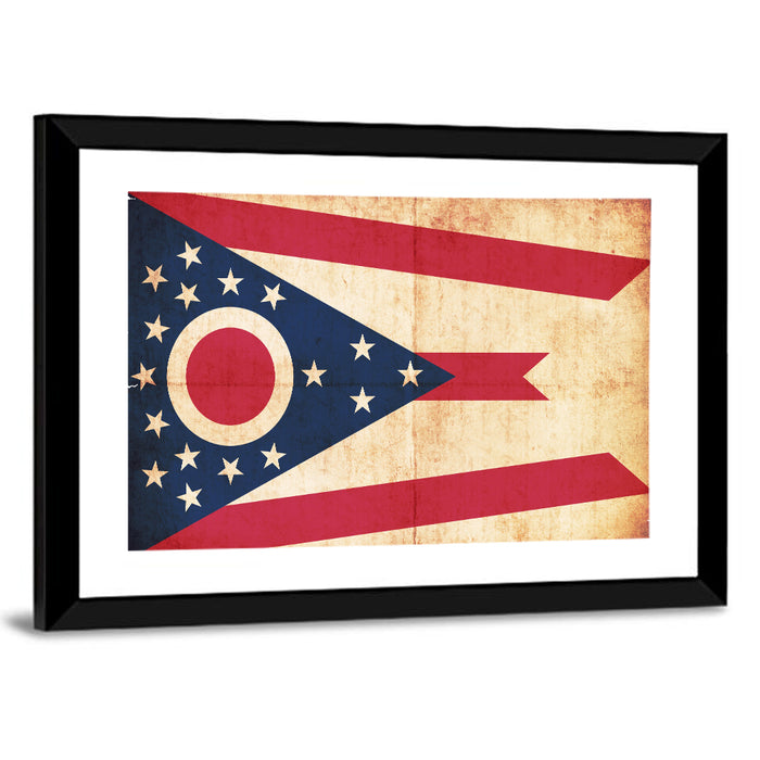 Ohio State Swallowtail Flag Wall Art as a framed print