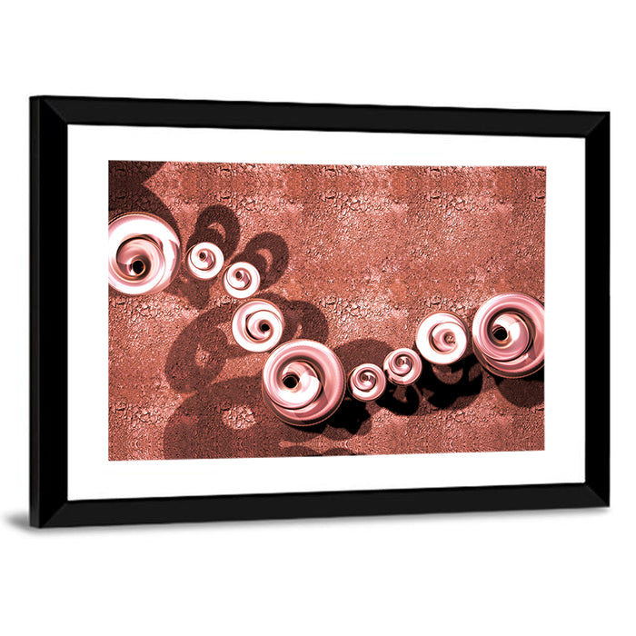 Spiral Copper Spheres Wall Art as a framed print