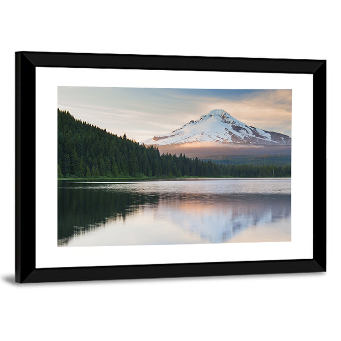Mount Hood Over Trillium Lake Wall Art as a framed print