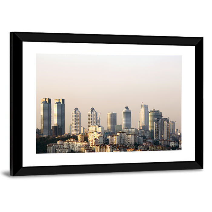 Istanbul Levent Skyline at Golden Hour Wall Art as a framed print
