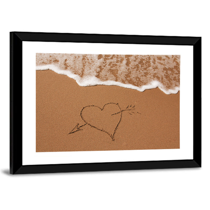 Heart in the Sand Wall Art as a framed print