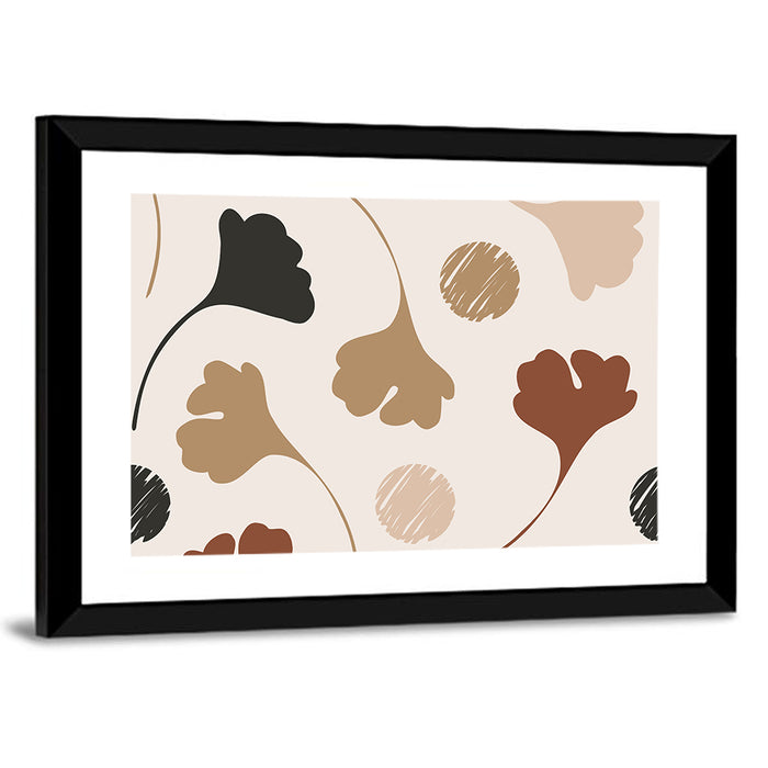 Autumn Ginkgo Pattern Wall Art as a framed print
