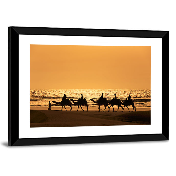 Camel Caravan at Sunset Wall Art