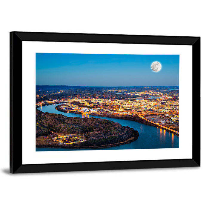 Chattanooga Night Skyline Wall Art as a framed print