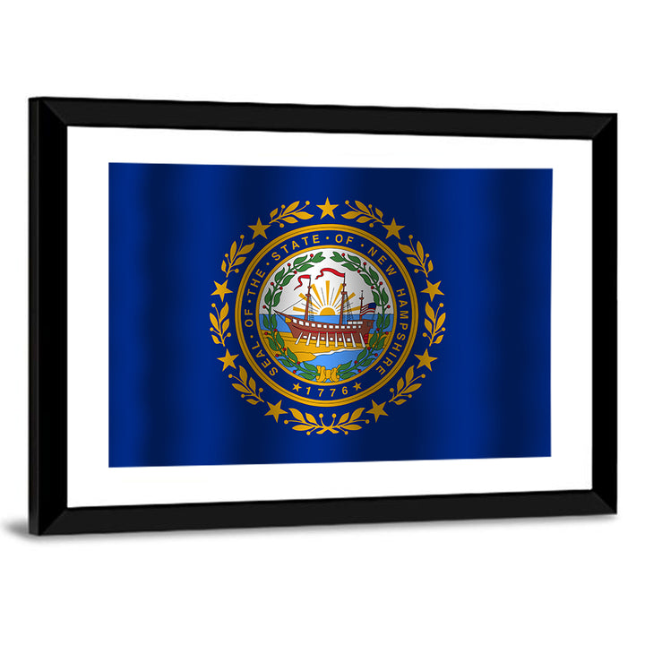 New Hampshire Flag with Ship Emblem Wall Art