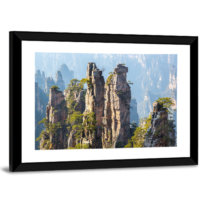 Zhangjiajie Sandstone Pillars Wall Art as a framed print