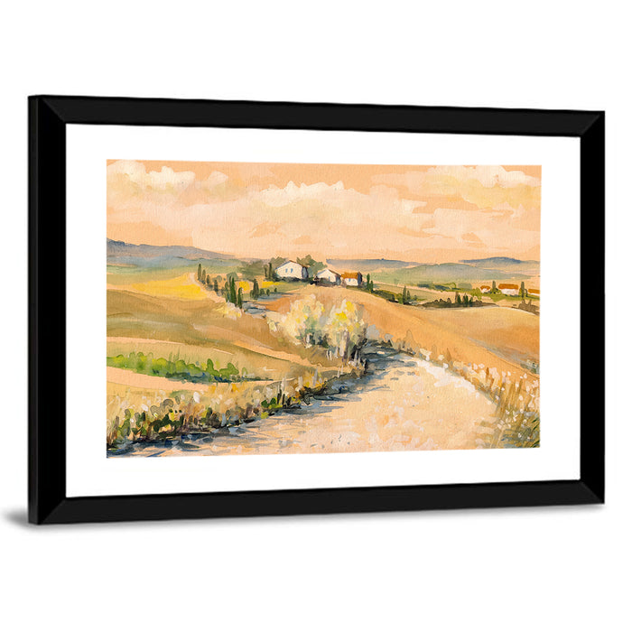 Tuscan Hills at Dusk Wall Art as a framed print