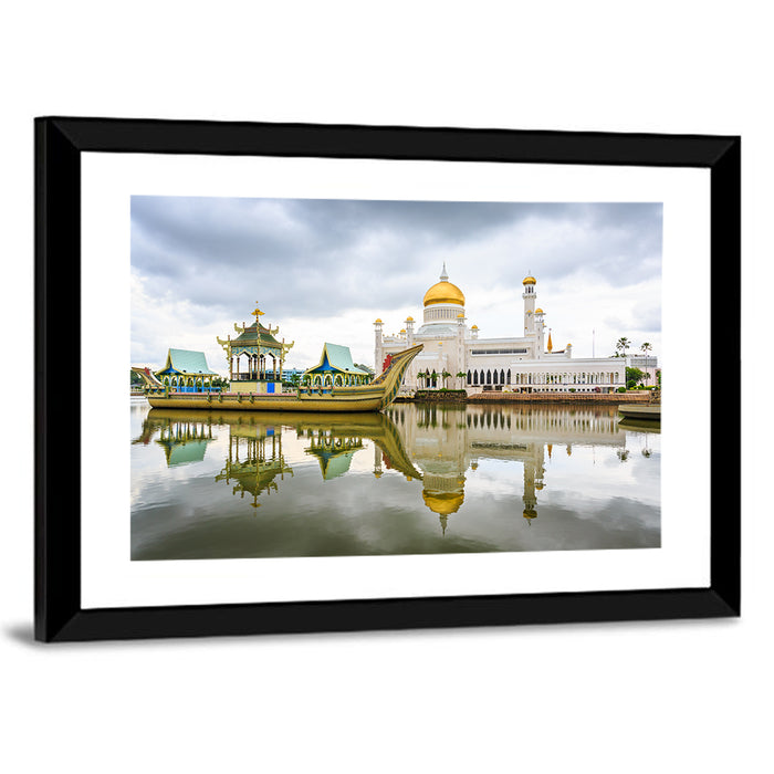 Sultan Omar Ali Saifuddin Mosque Wall Art as a framed print