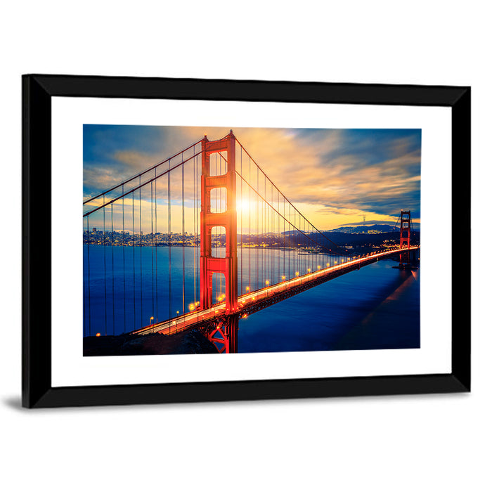 Sunrise Over Golden Gate Bridge Wall Art as a framed print