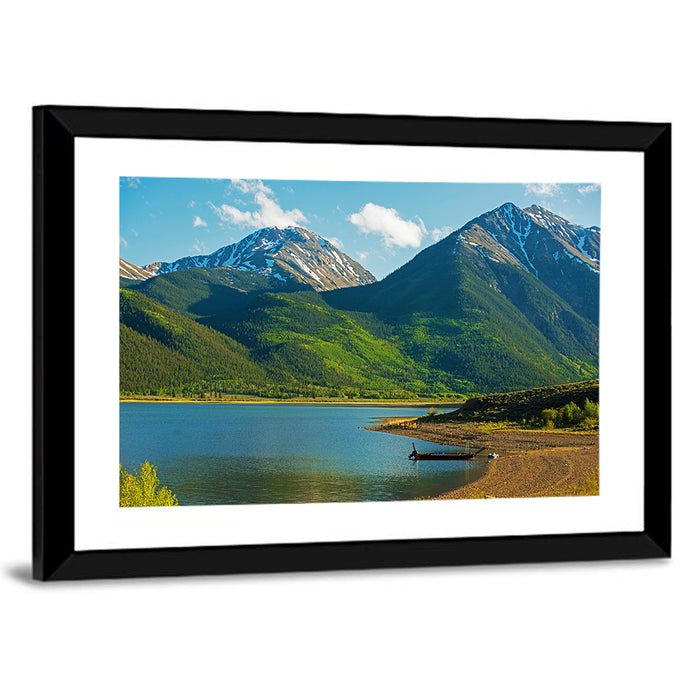 Snow-capped Peaks Over Twin Lakes Colorado Wall Art as a framed print