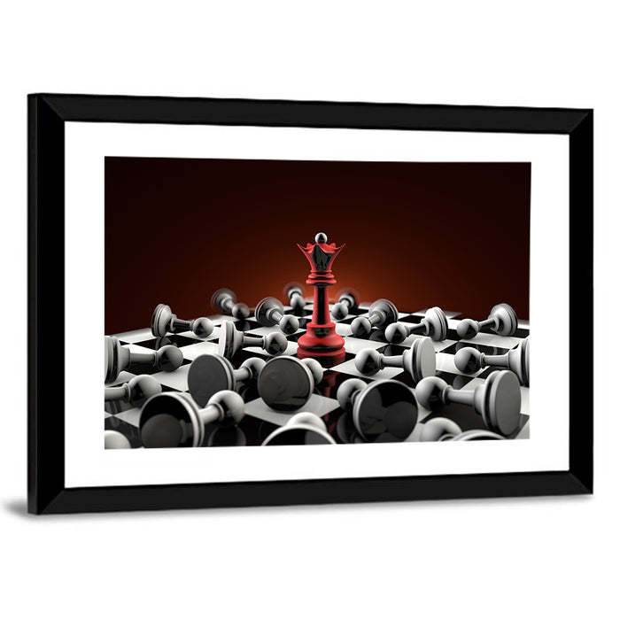 Red Queen Chess Composition Wall Art as a framed print
