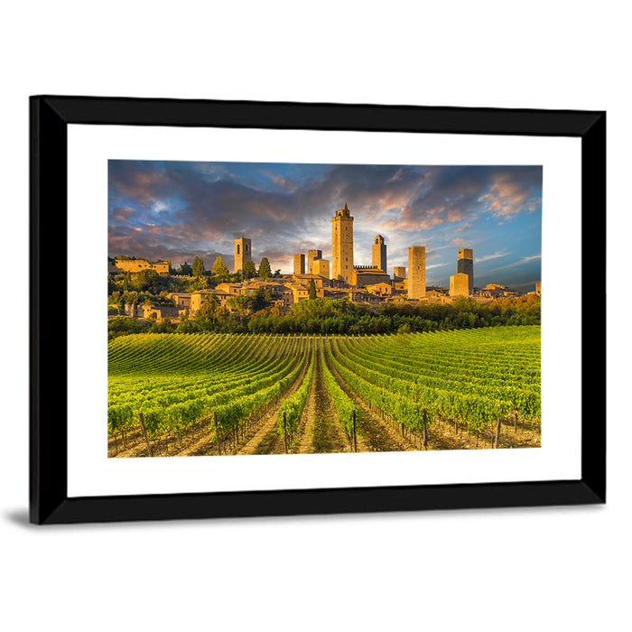 Vineyards of San Gimignano Wall Art as a framed print