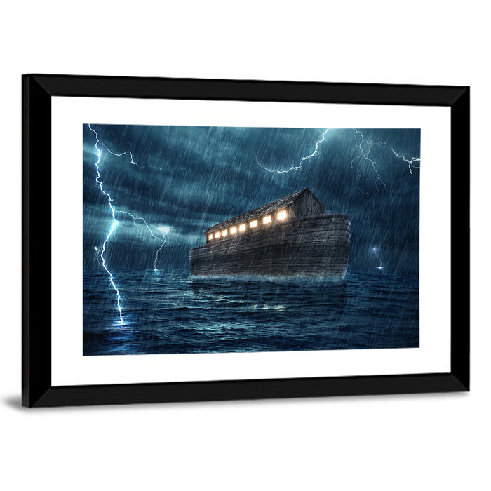 Noah's Ark in Lightning Storm Wall Art as a framed print