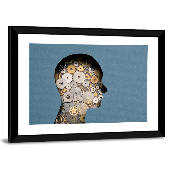 Mechanical Mind Silhouette Wall Art as a framed print