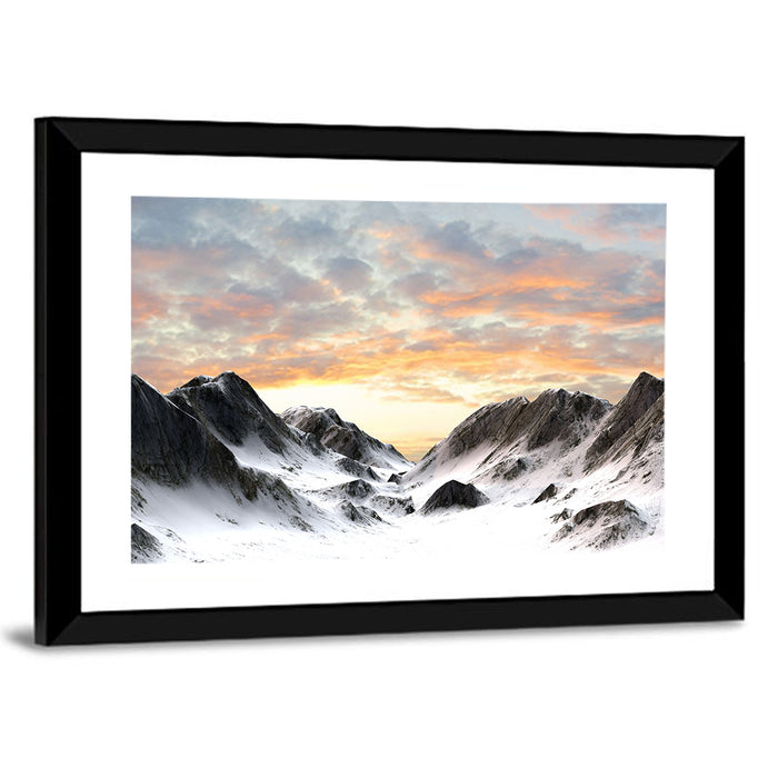 Snowy Mountain Peak Wall Art as a framed print