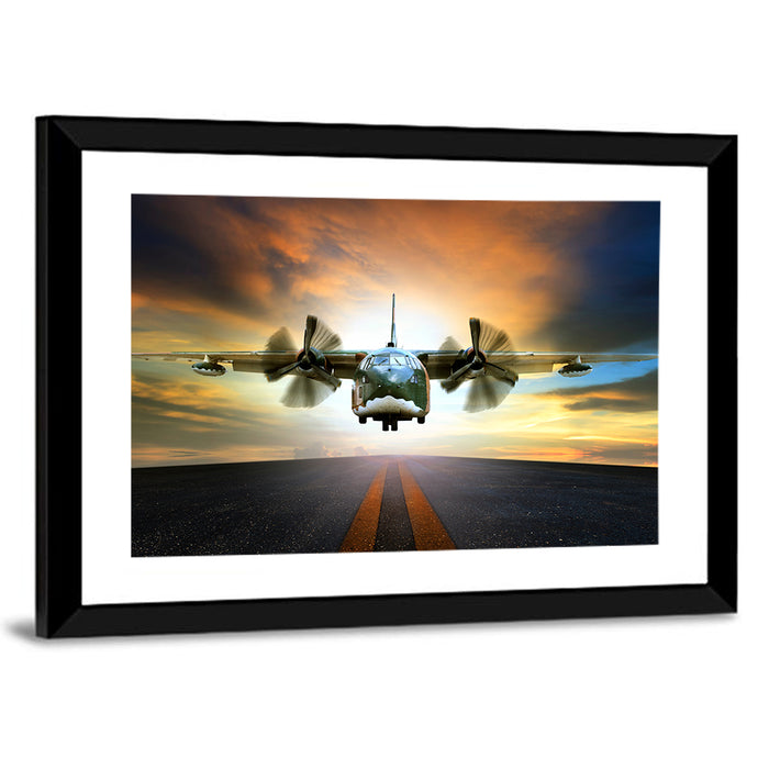 Vintage Military Transport Plane Wall Art as a framed print
