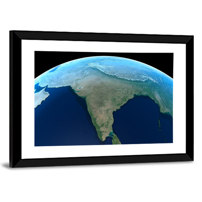 India from Space Wall Art as a framed print