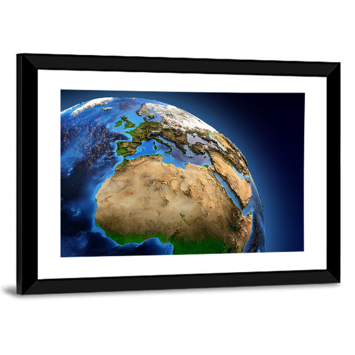 Detailed Earth from Space Wall Art as a framed print