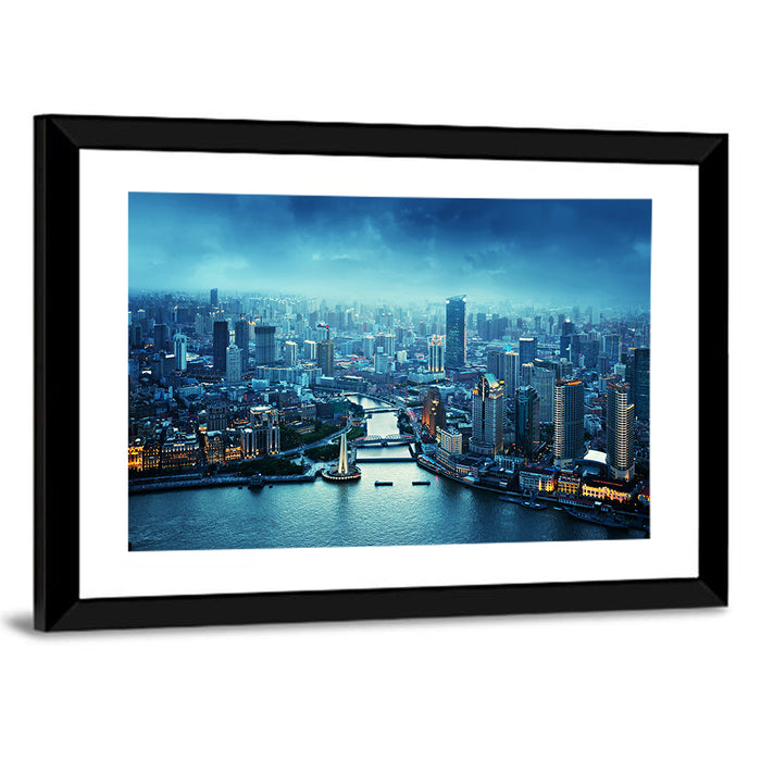 Shanghai at Sunset Wall Art as a framed print