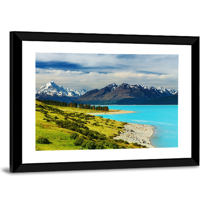 Mount Cook Over Lake Pukaki Wall Art as a framed print