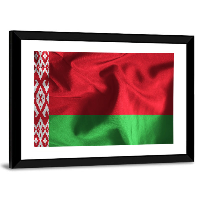 Waving Flag of Belarus Wall Art as a framed print