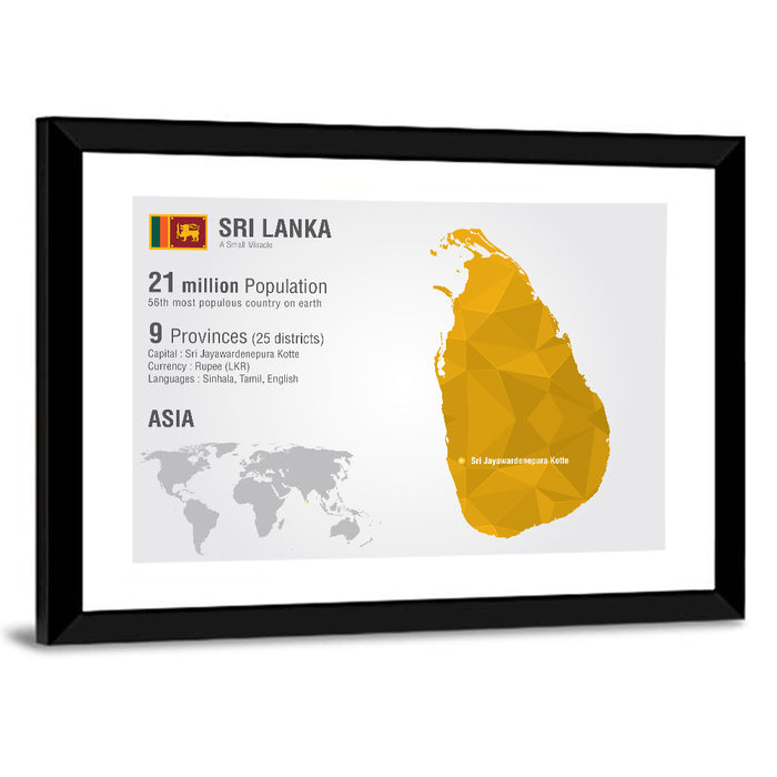 Sri Lanka Geometric Map Infographic Wall Art as a framed print