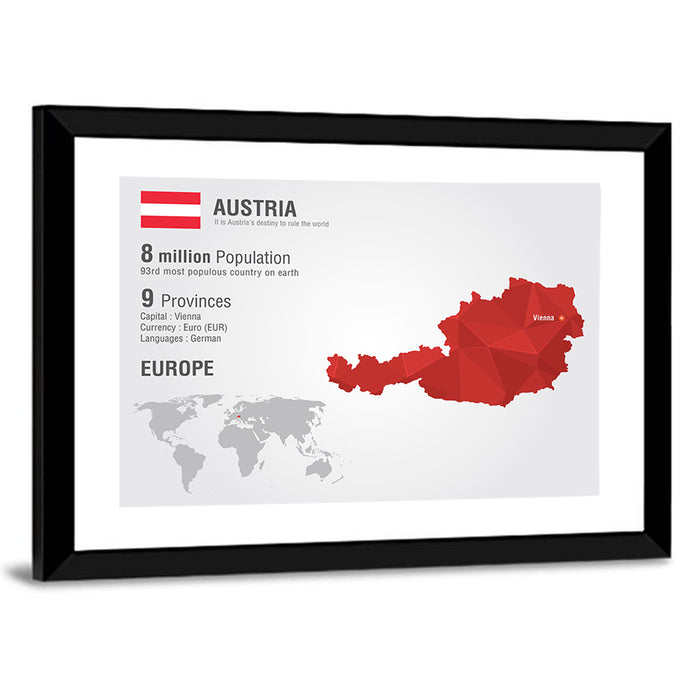 Austria Geometric Map Wall Art as a framed print