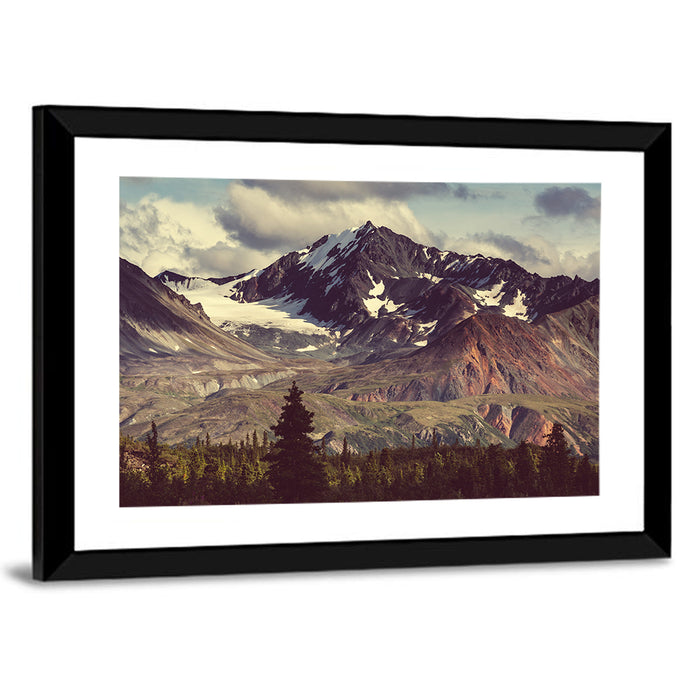 Snow Capped Alaska Peak Wall Art as a framed print
