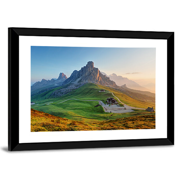 Passo Giau Dolomites Valley Wall Art as a framed print