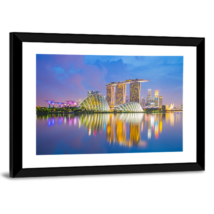 Singapore Skyline at Twilight Wall Art as a framed print
