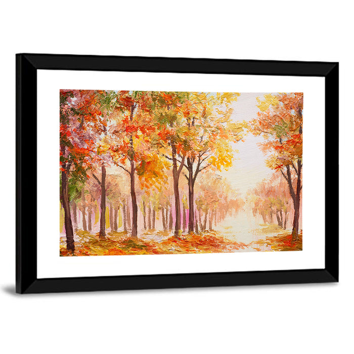 Colorful Autumn Forest Wall Art as a framed print