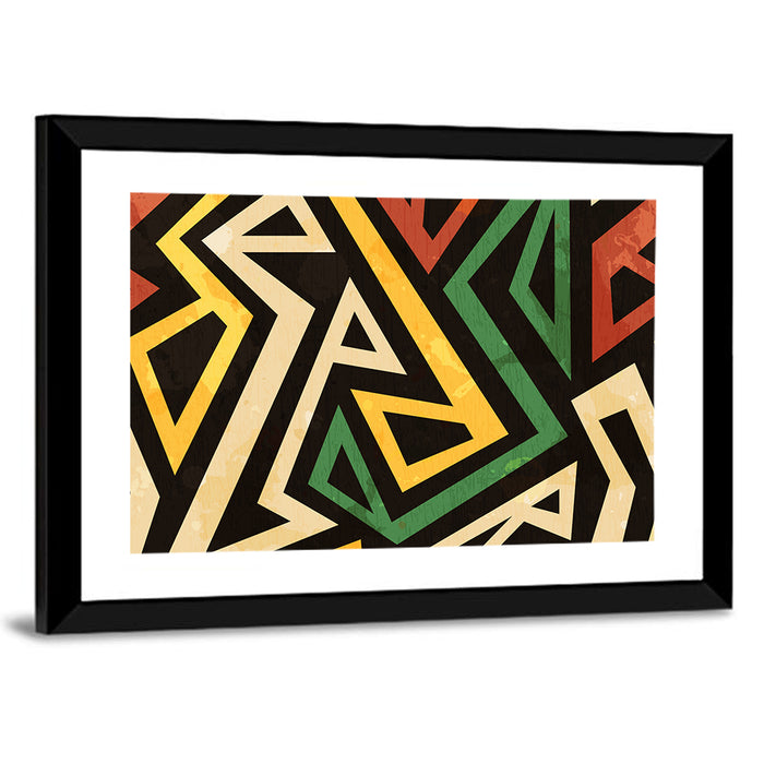 African Geometric Pattern Wall Art as a framed print