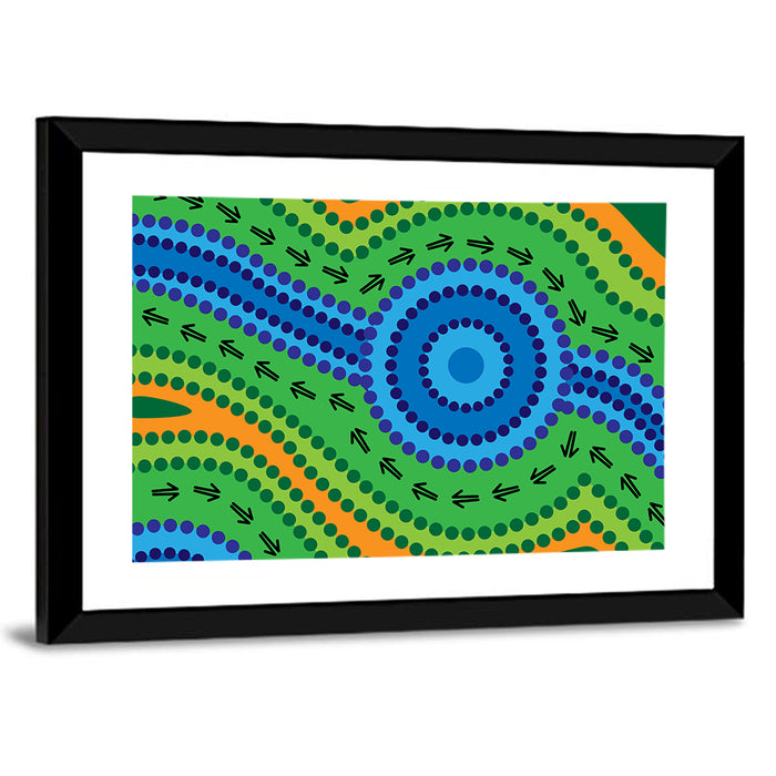 Concentric Dotted Lake Wall Art as a framed print