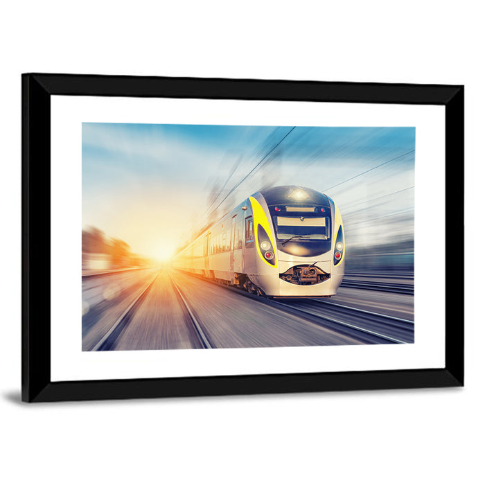 Modern High-speed Train Wall Art as a framed print