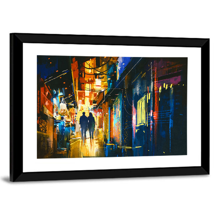 Couple in Narrow Alleyway Wall Art as a framed print
