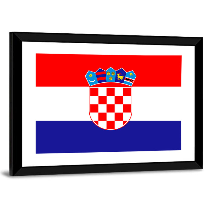 Croatian Flag with Coat of Arms Wall Art as a framed print