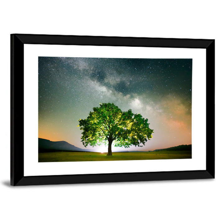 Lone Tree Under Milky Way Wall Art