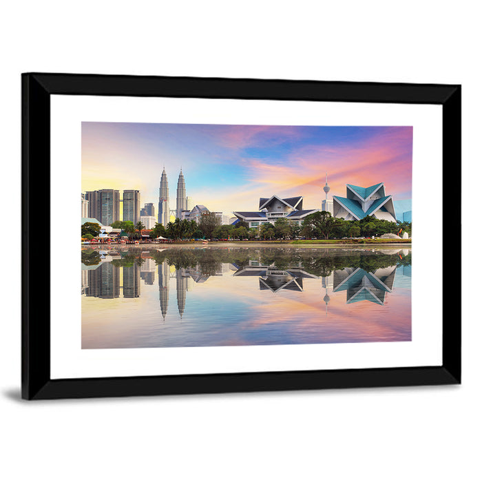 Kuala Lumpur Skyline at Titiwangsa Park Wall Art as a framed print